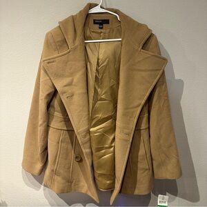 NWT Jason Kole Wool Blend Camel‎ Pea Coat Size Large